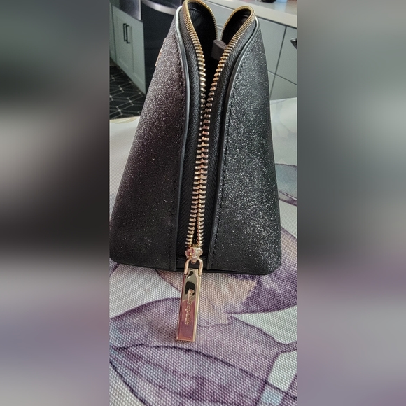 Kate Spade New York Shimmy Glitter Fabric Small Cosmetic Case (Black) - Picture 2 of 3